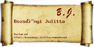 Bozsányi Julitta névjegykártya